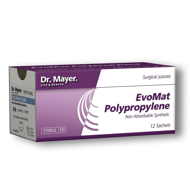 EvoMat Polypropylene 12 fire sutura polipropilen 4/0 cu ac 18mm ½ Dr.Mayer