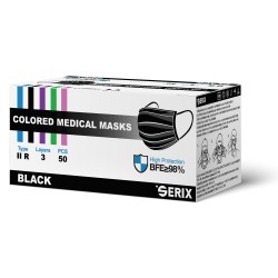 Set 50 Masti Medicale Tip IIR Negre 3 Pliuri SERIX