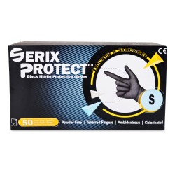 Set 50 Manusi Protectie Nitril Ultra-Thick 0.12 MM, 5.5 gr, Black, Serix Protect (S)
