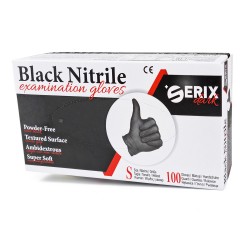 Set 100 Manusi Examinare Nitril Nepudrate Black Serix Dark (S)