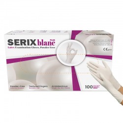 Set 100 Manusi de Examinare Latex Nepudrate Albe Serix Blanc Plus (L)