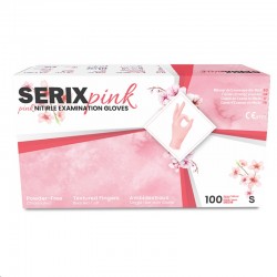 MANUSI EXAMINARE NITRIL ROZ, NEPUDRATE, SERIX PINK, 100 buc, S