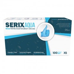 Set 100 Manusi de Examinare Nitril Albastre, Nepudrate, Serix Aqua (XS)