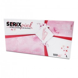 Set 100 Manusi de Examinare Nitril Roz, Nepudrate, Serix Pink (L)