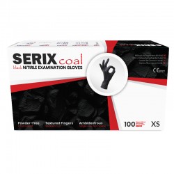 Set 100 Manusi de Examinare Nitril Negre, Nepudrate, Serix Coal KF (S)