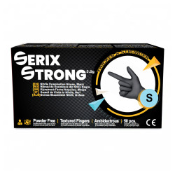 Manusi Examinare Nitril 5.0, Nepudrate, Negre, S, 50 buc, Serix Strong