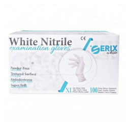Set 100 Manusi Examinare Nitril Nepudrate Serix White (XL)