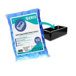 Set 100 Rezerve Botosi (Acoperitori Pantofi) pentru Dispenser 15x52cm Albastru Serix