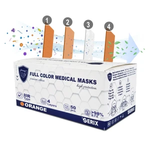 Set 50 Masti Medicale Tip IIR 4 Straturi Portocaliu SERIX