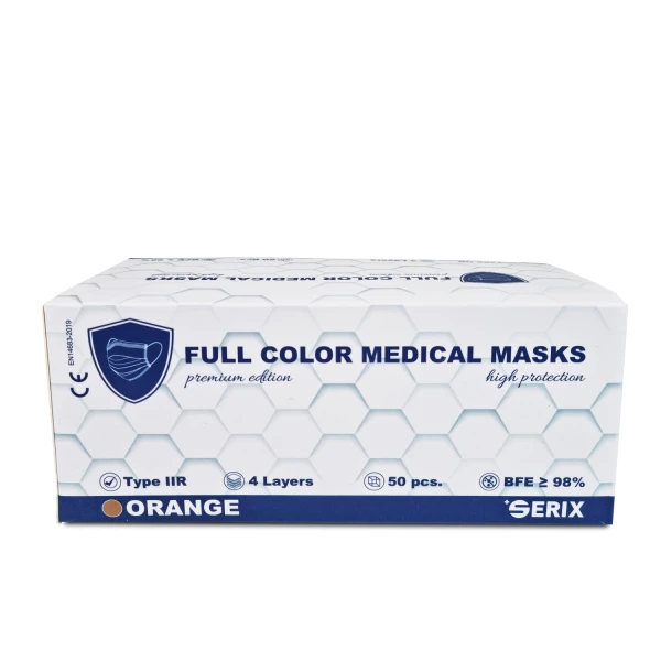 Masti Medicale (Chirurgicale), Tip IIR, 4 Straturi, Portocaliu, SERIX, 50 buc/set, 40 set/BAX