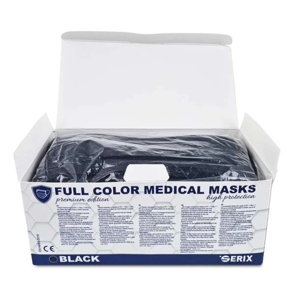 Set 50 Masti Medicale Tip IIR 4 Straturi Negru SERIX