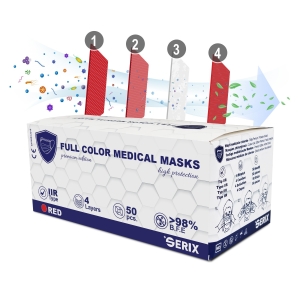Set 50 Masti Medicale Tip IIR 4 Straturi Rosu SERIX
