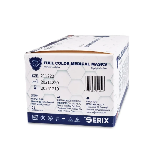 Masti Medicale (Chirurgicale), Tip IIR, 4 Straturi, Rosu, SERIX, 50 buc/set, 40 set/BAX