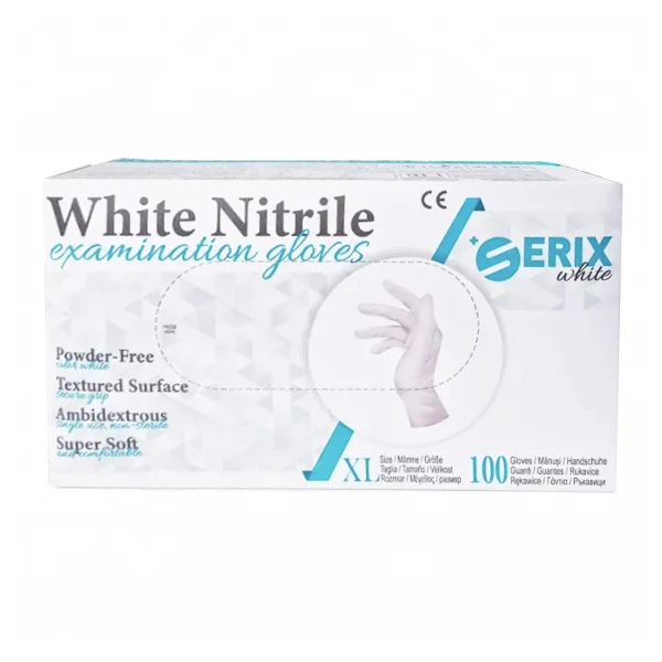 ps-44490 Set 100 Manusi Examinare Nitril Nepudrate Serix White (L)