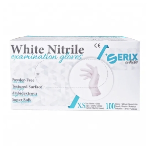 Set 100 Manusi Examinare Nitril Nepudrate Serix White (XS)