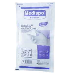 Set 50 Perechi Manusi Chirurgicale Sterile Latex, Pudrate, Medispo, 7.5 (M)