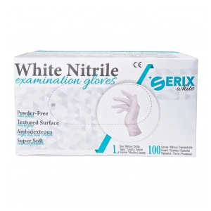 Set 100 Manusi Examinare Nitril Nepudrate Serix White ZP (L)