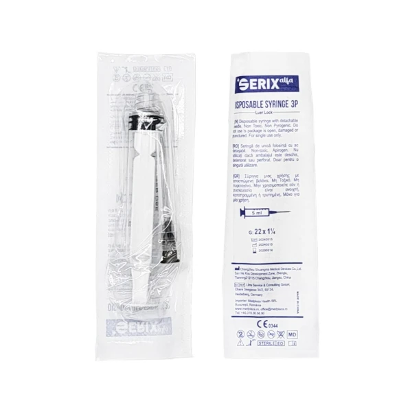Seringi 3P, 5 ML, Luer-Lock, Ac 22G, Serix Alfa, 100 buc/set, 24 set/BAX