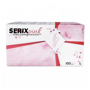 Set 100 Manusi de Examinare Nitril Roz, Nepudrate, Serix Pink (L)