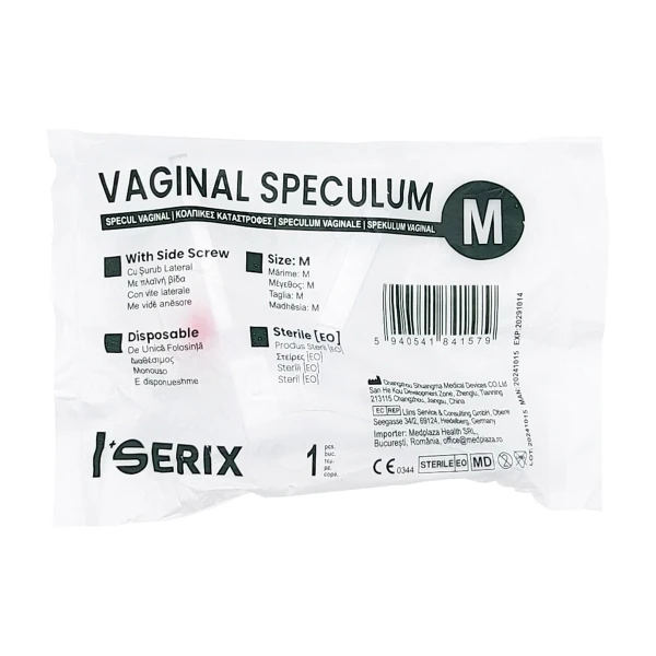 Specul Vaginal cu Surub Lateral, de Unica Folosinta, Marime M, Serix, 1 buc/set, 100 set/BAX