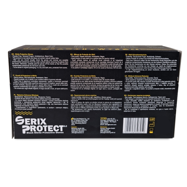 Set 50 Manusi Protectie Nitril Ultra-Thick 0.12 MM, 7.5 gr, Black, Serix Protect KF (XL)