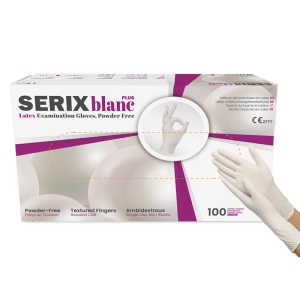 Set 100 Manusi de Examinare Latex Nepudrate Albe Serix Blanc Plus (XL)