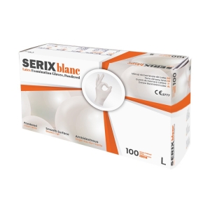 Manusi Examinare Latex, Pudrate, M, Serix Blanc, 100  buc/set, 10 set/BAX