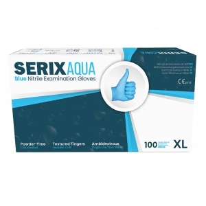 Set 100 Manusi Examinare Nitril Albastre, Nepudrate, Serix Aqua ZF (XL)