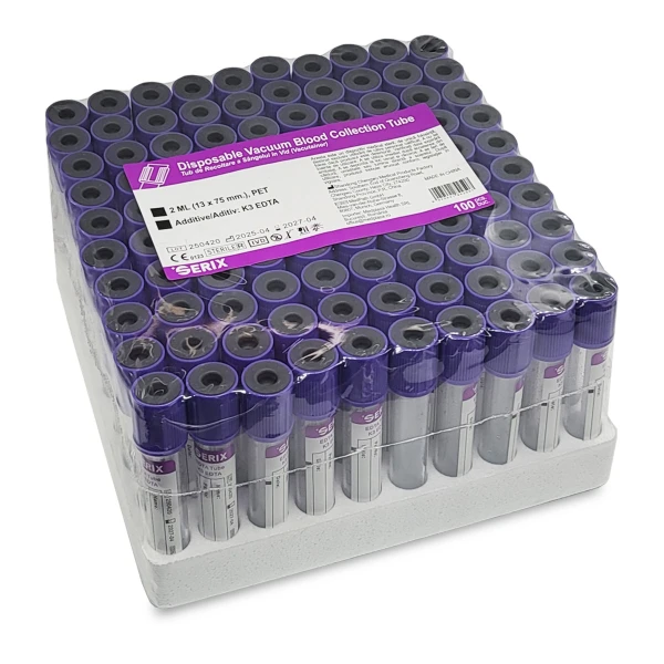 Vacutainer Hematologie 2ml cu K3 EDTA , PET, Dop Mov, Serix, 100 buc/set, 12 set/BAX