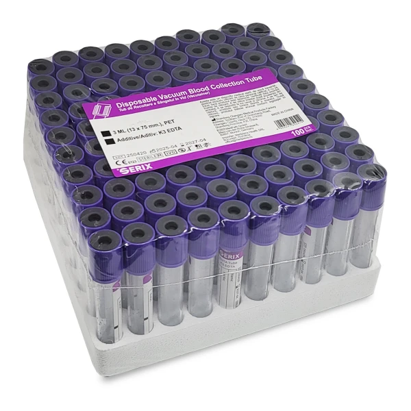 Vacutainer Hematologie 3ml cu K3 EDTA , PET, Dop Mov, Serix, 100 buc/set, 12 set/BAX