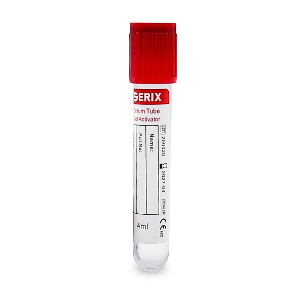 Vacutainer Biochimie 4ml cu Clot Activator, PET, Dop Rosu, Serix, 100 buc/set, 12 set/BAX