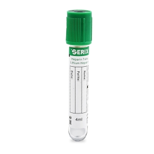 Set 100 Vacutainere Plasma (Verde) 4 ML, Litiu  Heparina, PET, Serix