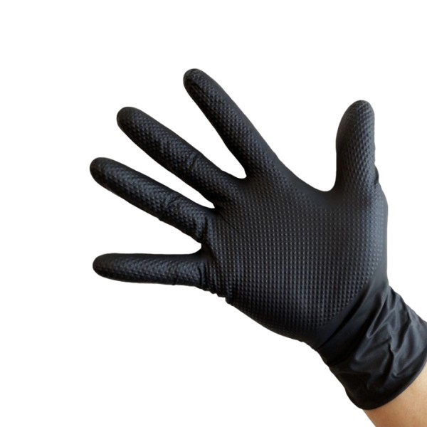 Manusi de Nitril, Textura Diamond Grip, 8.5 gr, Nepudrate, Negre, XXL, 50 buc, Serix
