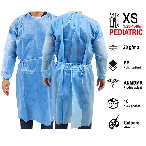 Halat Medical Vizitatori PP, 20 GR, Blue, XS (pediatric), 10 buc, Serix