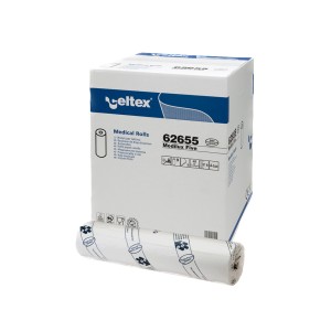 Rola medicala, cearceaf de hartie alb, 100% celuloza, 2 straturi, 50cm x 50m, portionata 38cm, 9 role/bax, Celtex Medilux