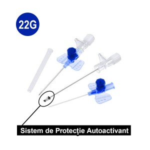 Catetere I.V. (Branule) cu Protectie, Aripioare si Port Inject 22G, Serix, 100  buc/set, 10 set/BAX