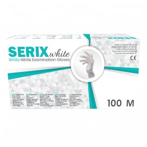 Set 100 Manusi Examinare Nitril Nepudrate Serix White ZF (M)