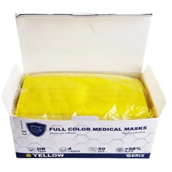 Masti Medicale (Chirurgicale), Tip IIR, 4 Straturi, Galbene, SERIX, 50 buc/set, 40 set/BAX