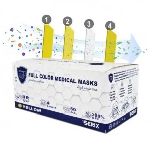 Masti Medicale (Chirurgicale), Tip IIR, 4 Straturi, Galbene, SERIX, 50 buc/set, 40 set/BAX