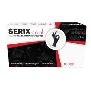 Set 100 Manusi de Examinare Nitril Negre, Nepudrate, Serix Coal ZF (L)