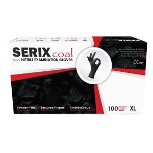 Set 100 Manusi de Examinare Nitril Negre, Nepudrate, Serix Coal ZF (XL)