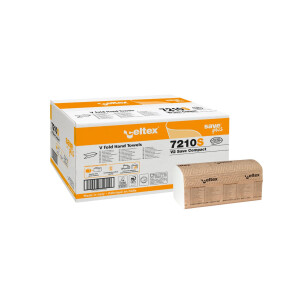 Prosoape de hartie pliate V-FOLD, 2 straturi, 21,5 x 21 cm, 250 bucati/set, 12 seturi/bax, Celtex SavePlus